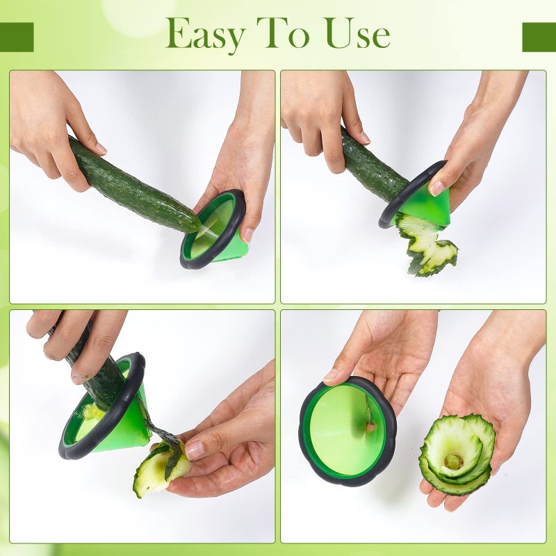 TXIN Carrot Curler and Peeler, Green Carrot Spiral Shred Slicer Root Vegetables Fruits Slicer Sharpener Garnishing Tool - Image 4